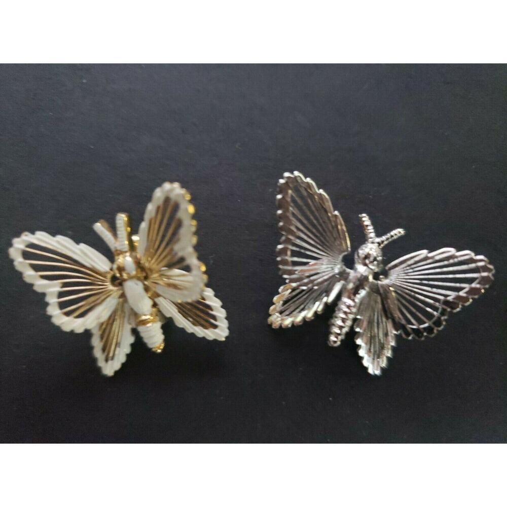 Vintage Monet Butterfly Pins Brooch Lot of 2 Each 1 inch Tall PB78